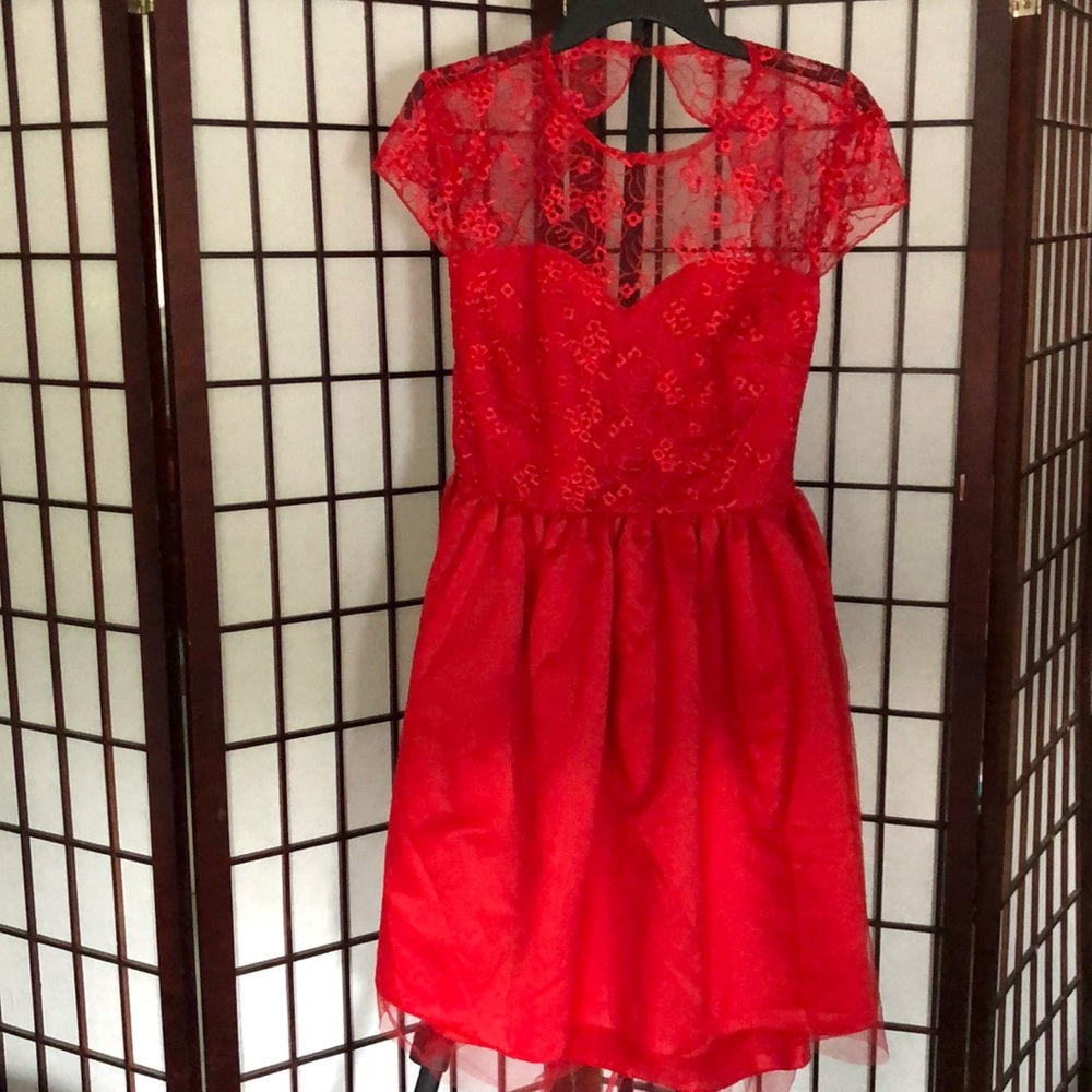Red backless Lacey dress perfect for Valentine’s Day! Offers are welcome.